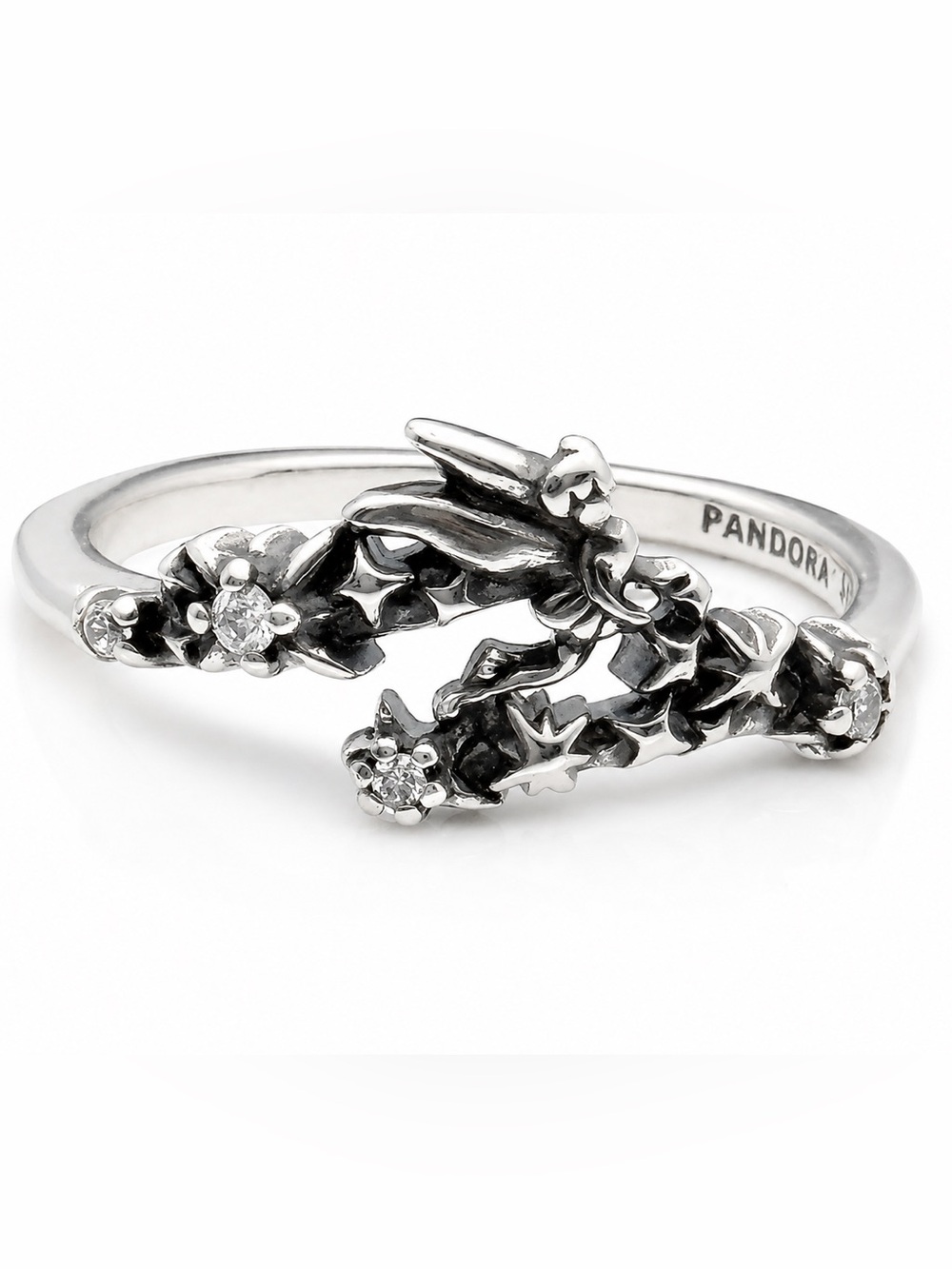 Pandora Disney Tinker Bell Fairy Ring Sterling Silver CZ Floral Band. Size 6